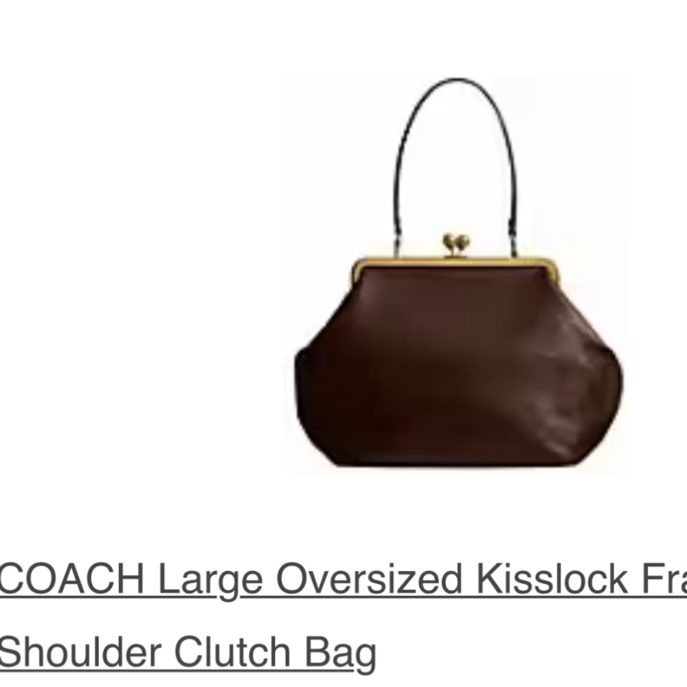 Coach Brown Leather Kisslock Shoulder Bag with Gold Hardware